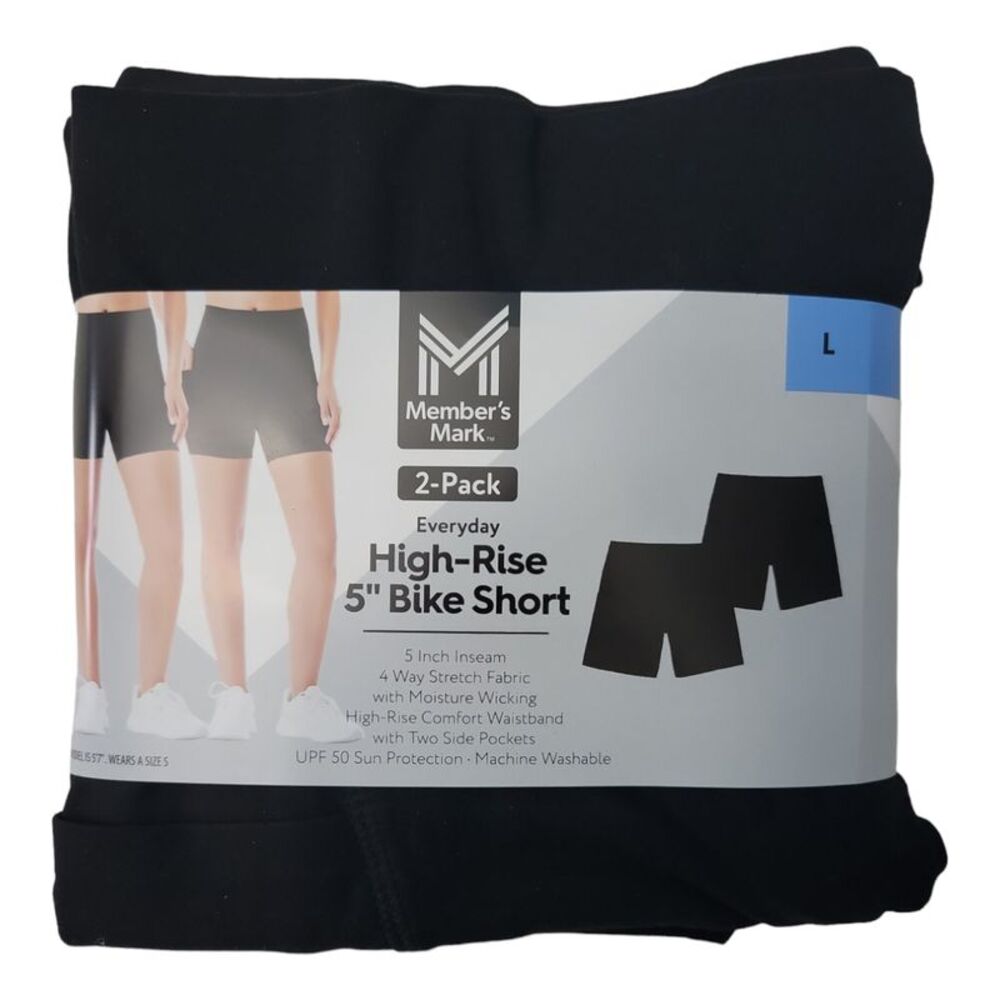 Member's Mark Ladies UPF 50 Sun Protection 5" Bike Shorts- 2 Pack - Black